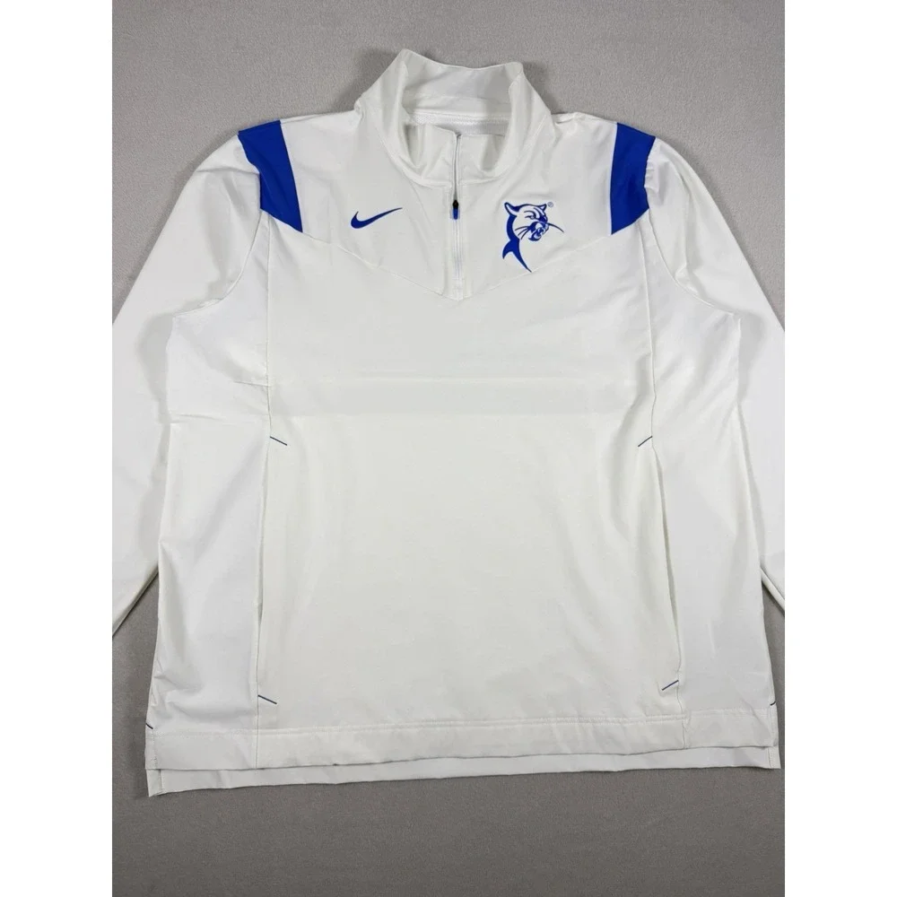 Nike Team Quarter-Zip Pullover Jacket White‎ Blue Mens XL Dri-FIT